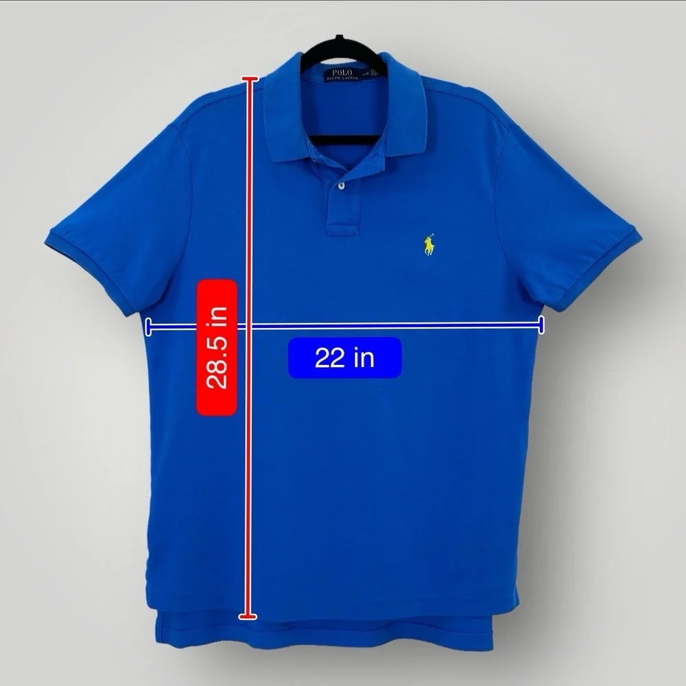 Polo Ralph Lauren Polo Mens L Blue with Yellow Polo‎ Pony Short Sleeves Cotton